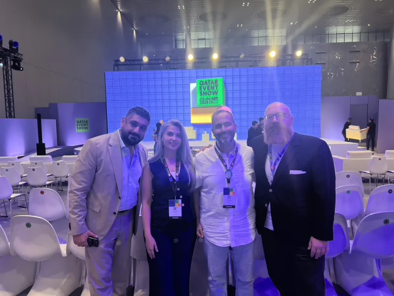 SocialPin team on stage at Qatar Event Show